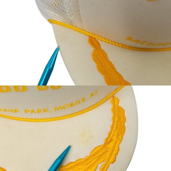 USS Alabama BB 60 Mesh Snapback Cap White Gold Leaves Foam Hat Scrambled Eggs - Picture 7 of 15